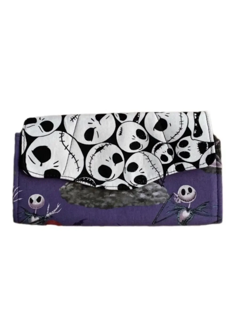 Jack with Zero wallet Handmade cotton Clutch Skull purple ghost dog